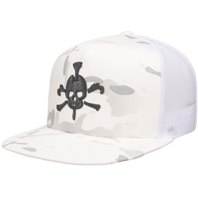 Mr Tee Puff Embroidered Camo Flat Brim Mesh Snapback Cap