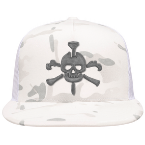 Mr Tee Puff Embroidered Camo Flat Brim Mesh Snapback Cap