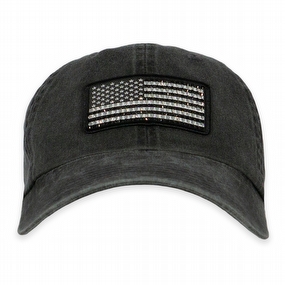 Women's Rhinestone Flag Washed Cap