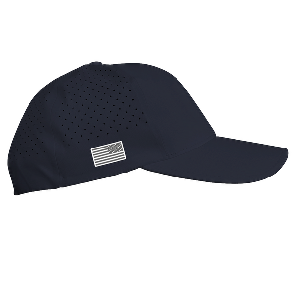 Mr Tee Shield Puff Embroidered FLEXFIT® NAVY SNAPBACK PERFORATED CAP