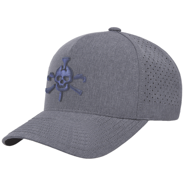 Mr Tee Puff Embroidered Grey 5 Panel Snapback Perforated Cap