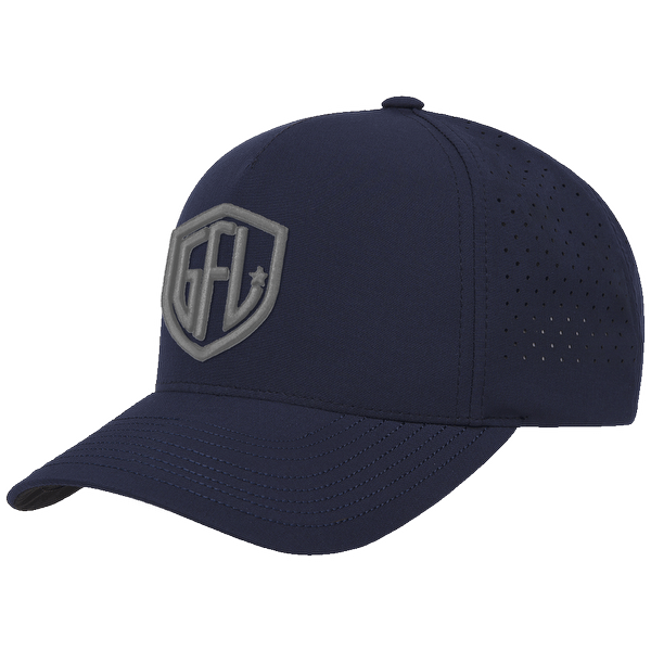 GFL Shield Puff Embroidered Navy 5 Panel Snapback Perforated Cap