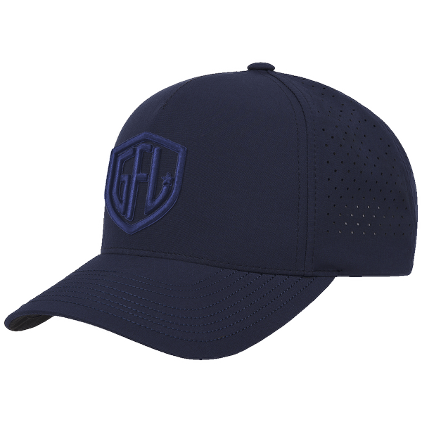 GFL Shield Puff Embroidered Navy 5 Panel Snapback Perforated Cap