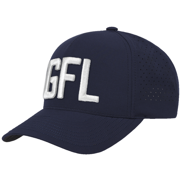 GFL Puff Embroidered Navy 5 Panel Snapback Perforated Cap