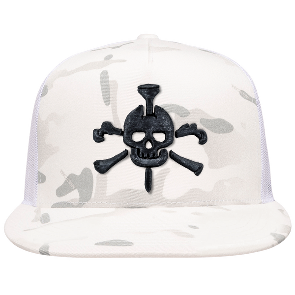 Mr Tee Puff Embroidered Camo Flat Brim Mesh Snapback Cap