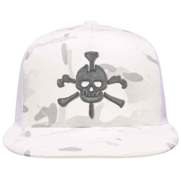 Mr Tee Puff Embroidered Camo Flat Brim Mesh Snapback Cap