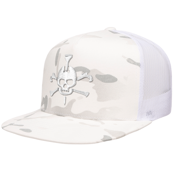 Mr Tee Puff Embroidered Camo Flat Brim Mesh Snapback Cap