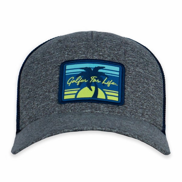 Palm Tree Flexfit® Melange Mesh Back Trucker Cap