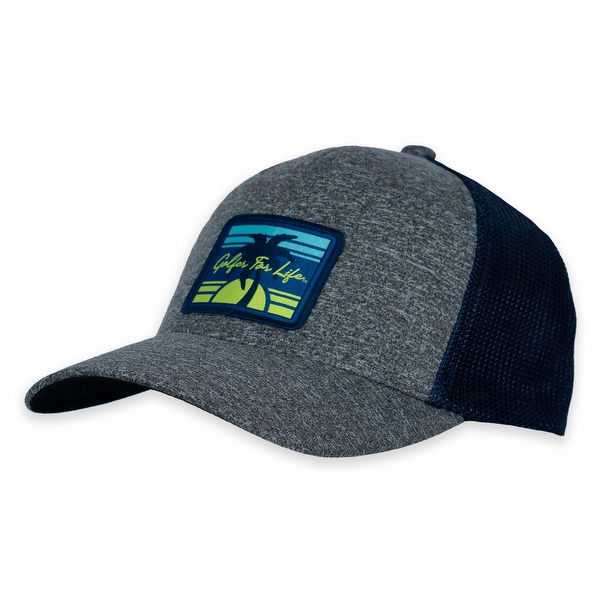 Palm Tree Flexfit® Melange Mesh Back Trucker Cap