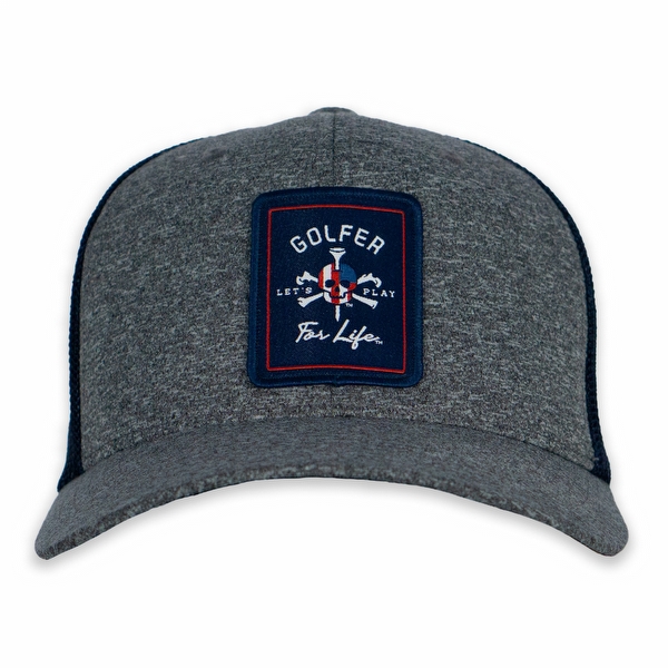 Mr Tee Rectangle Flexfit® Melange Mesh Back Trucker Cap